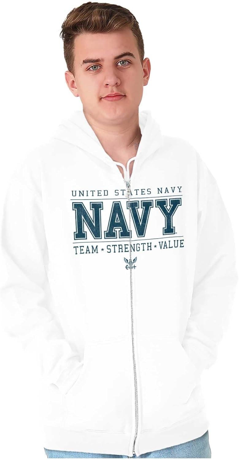 imageBrisco Brands US Navy Team Strength Value Zip Up Hoodie Mens WomensWhite