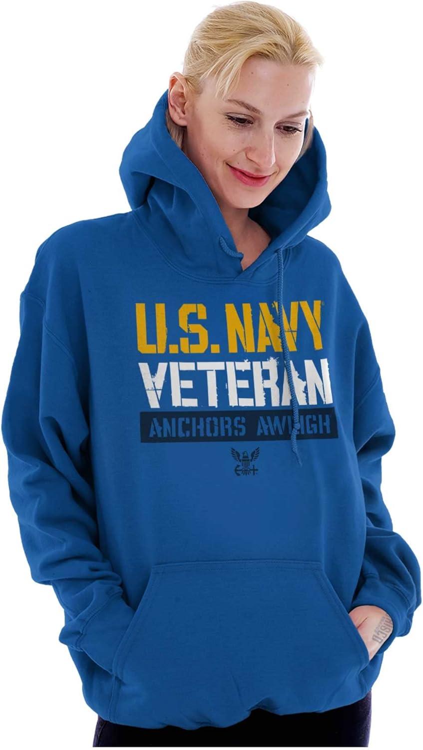 imageBrisco Brands US Navy Veteran Anchors Aweigh Hoodie Sweatshirt Women MenRoyal