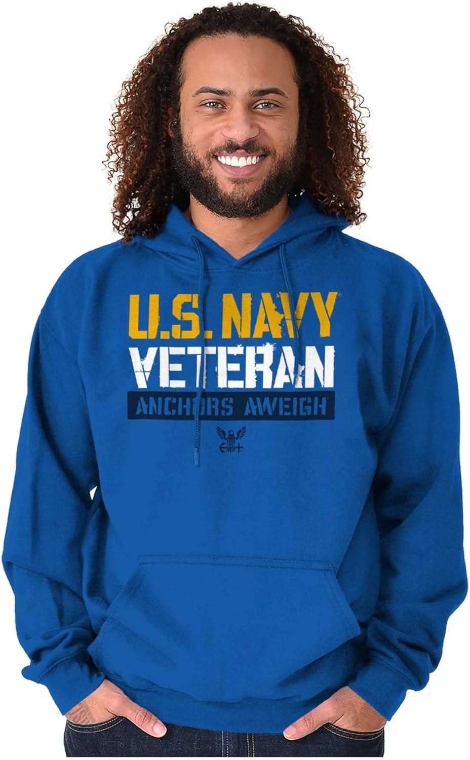 imageBrisco Brands US Navy Veteran Anchors Aweigh Hoodie Sweatshirt Women MenRoyal