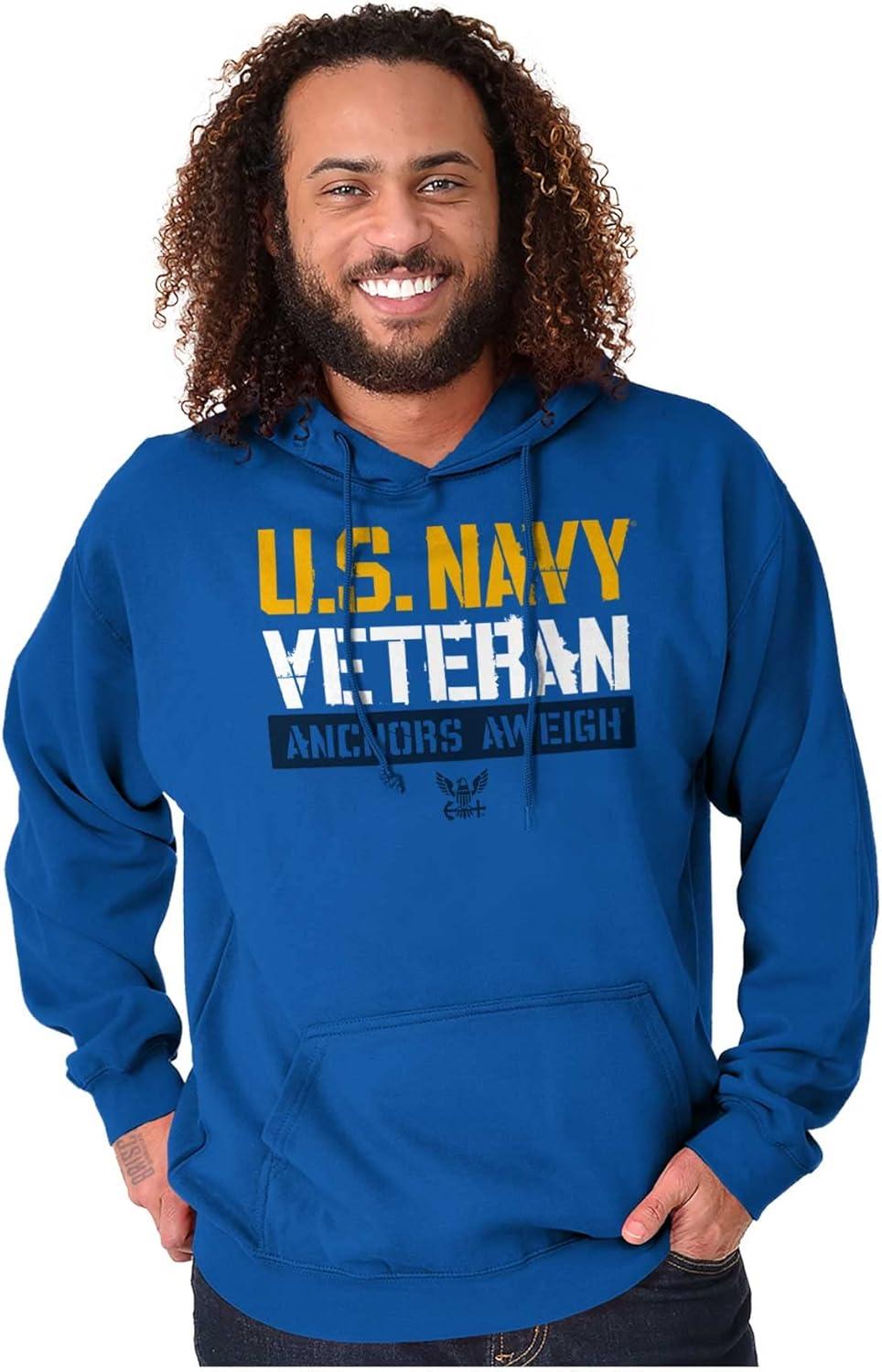 imageBrisco Brands US Navy Veteran Anchors Aweigh Hoodie Sweatshirt Women MenRoyal