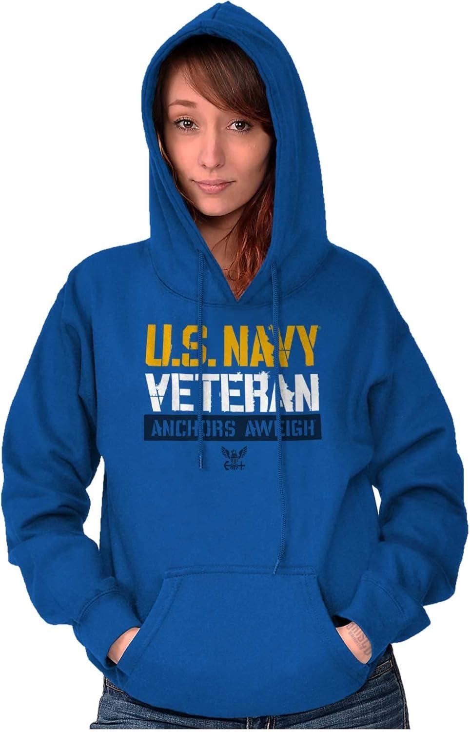 imageBrisco Brands US Navy Veteran Anchors Aweigh Hoodie Sweatshirt Women MenRoyal