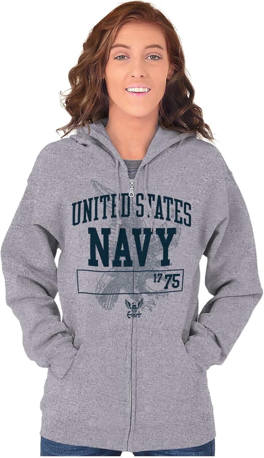 imageBrisco Brands United States Navy 1775 Eagle Anchor Zip Up Hoodie Mens WomensSport Grey