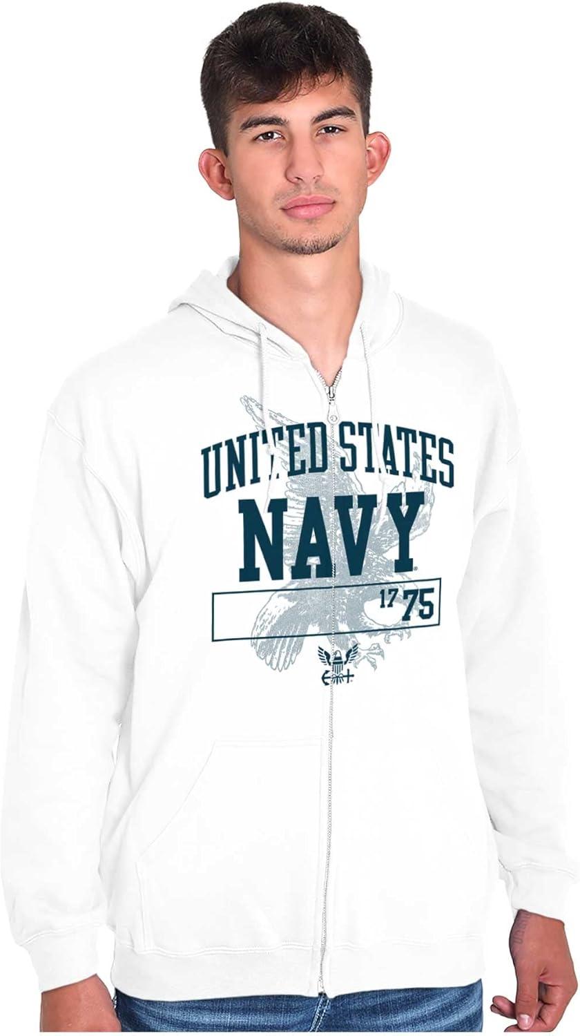 imageBrisco Brands United States Navy 1775 Eagle Anchor Zip Up Hoodie Mens WomensWhite