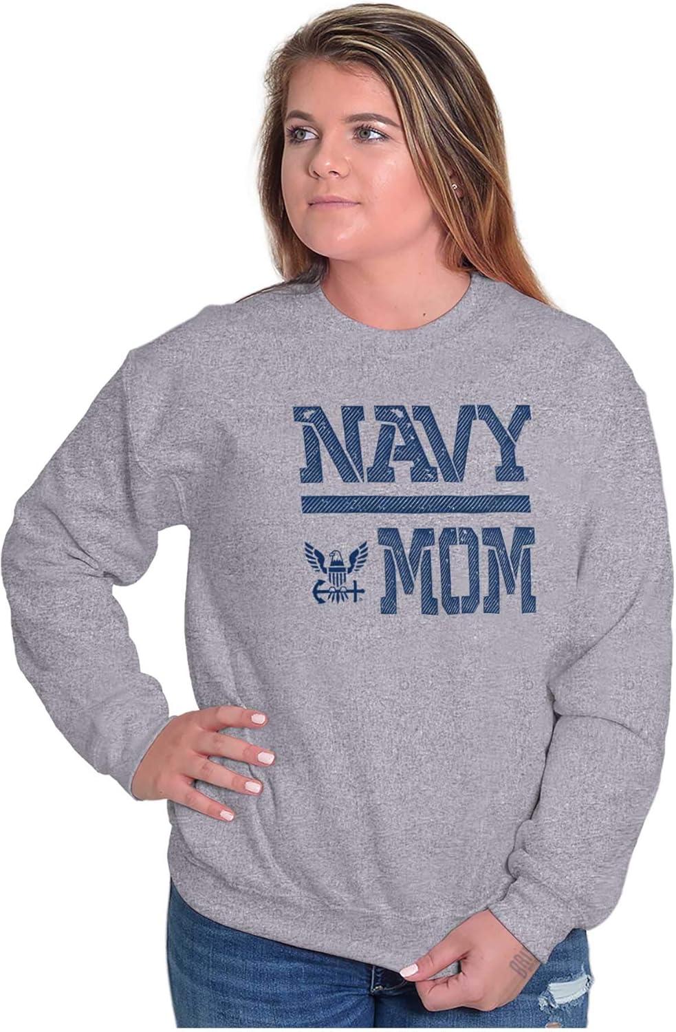 imageBrisco Brands United States Navy Proud Military Mom Women Crewneck SweatshirtSport Grey