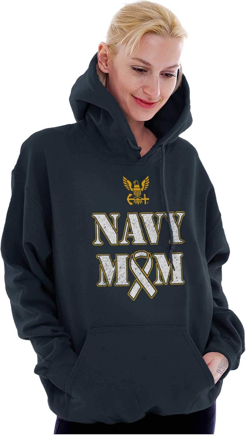 imageBrisco Brands United States Navy Proud Mom Mother Hoodie Sweatshirt WomenNavy