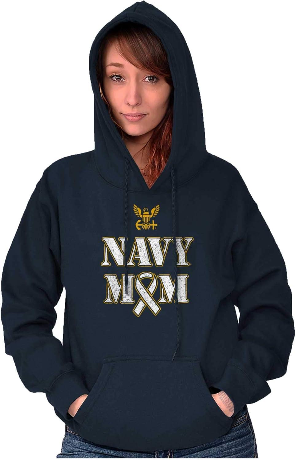 imageBrisco Brands United States Navy Proud Mom Mother Hoodie Sweatshirt WomenNavy
