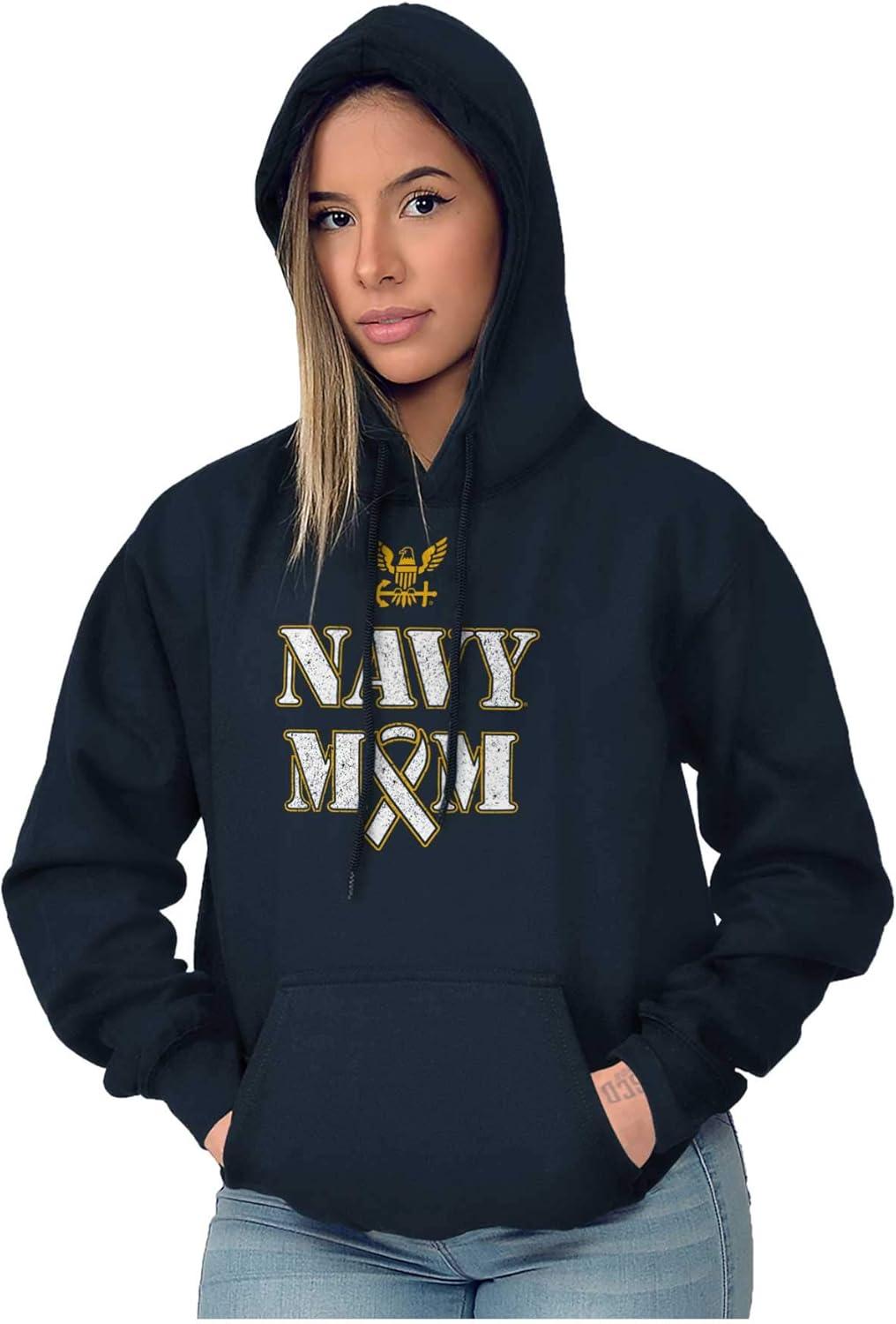 imageBrisco Brands United States Navy Proud Mom Mother Hoodie Sweatshirt WomenNavy