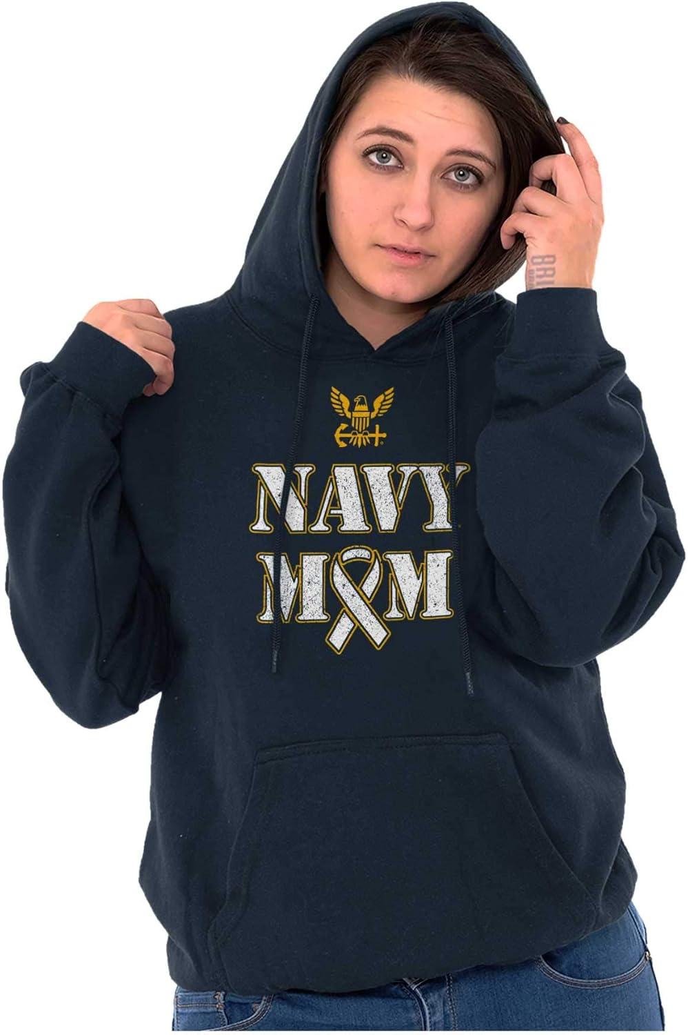 imageBrisco Brands United States Navy Proud Mom Mother Hoodie Sweatshirt WomenNavy