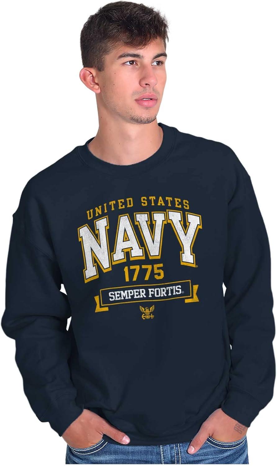imageBrisco Brands United States Navy Semper Fortis 1775 Sweatshirt for Men or WomenNavy