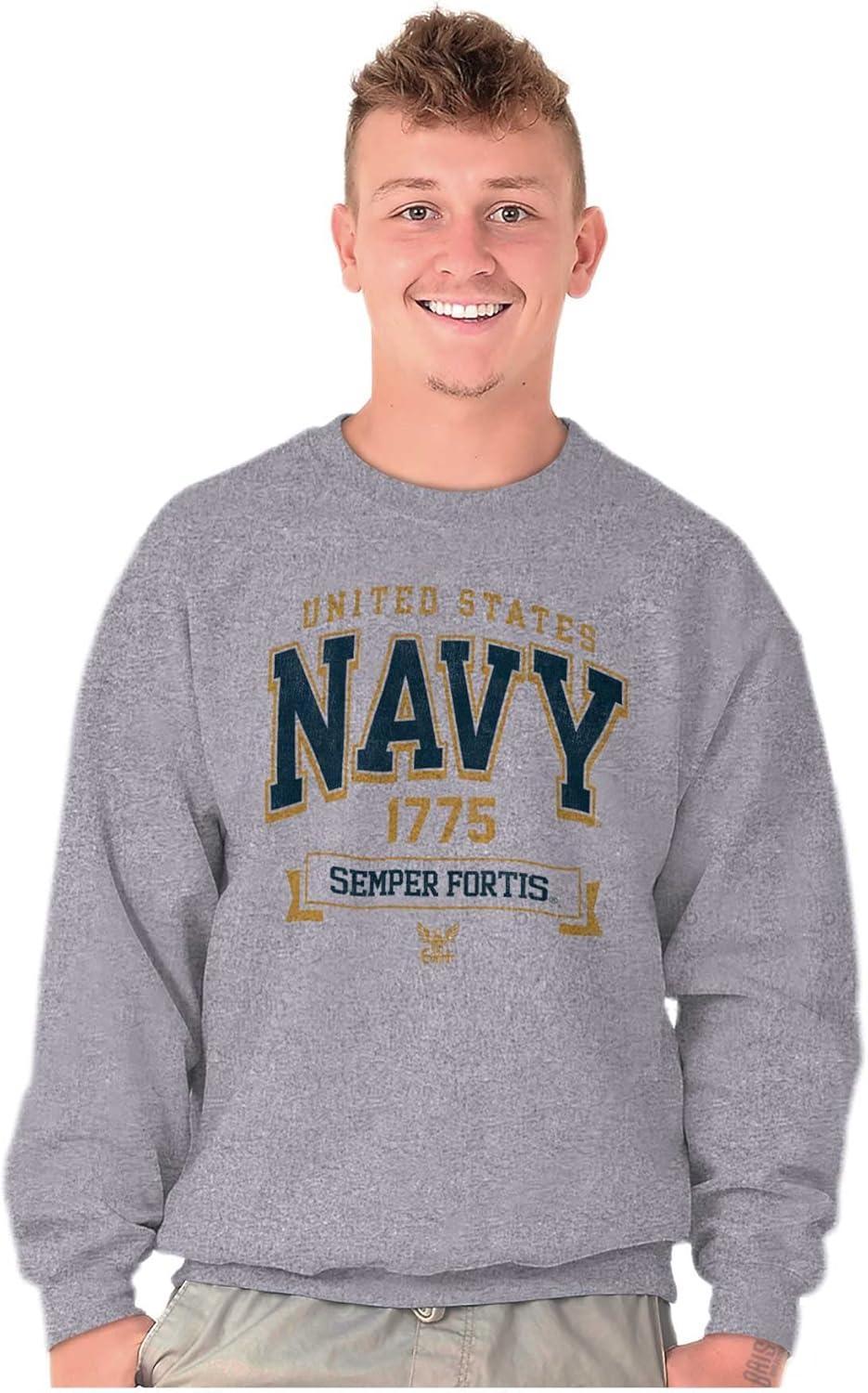 imageBrisco Brands United States Navy Semper Fortis 1775 Sweatshirt for Men or WomenSport Grey