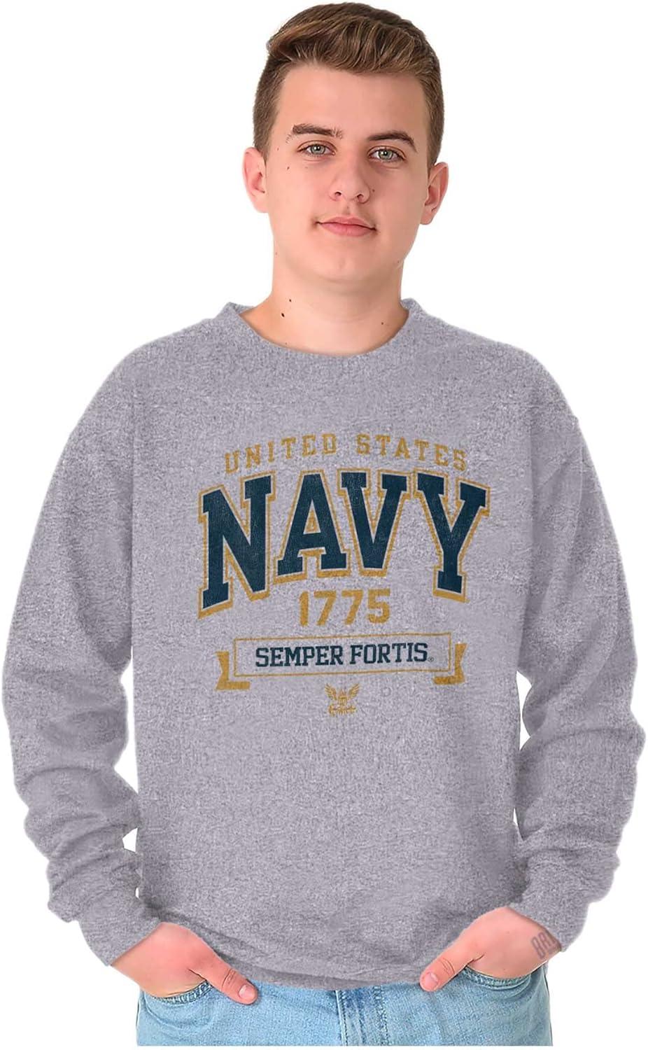 imageBrisco Brands United States Navy Semper Fortis 1775 Sweatshirt for Men or WomenSport Grey
