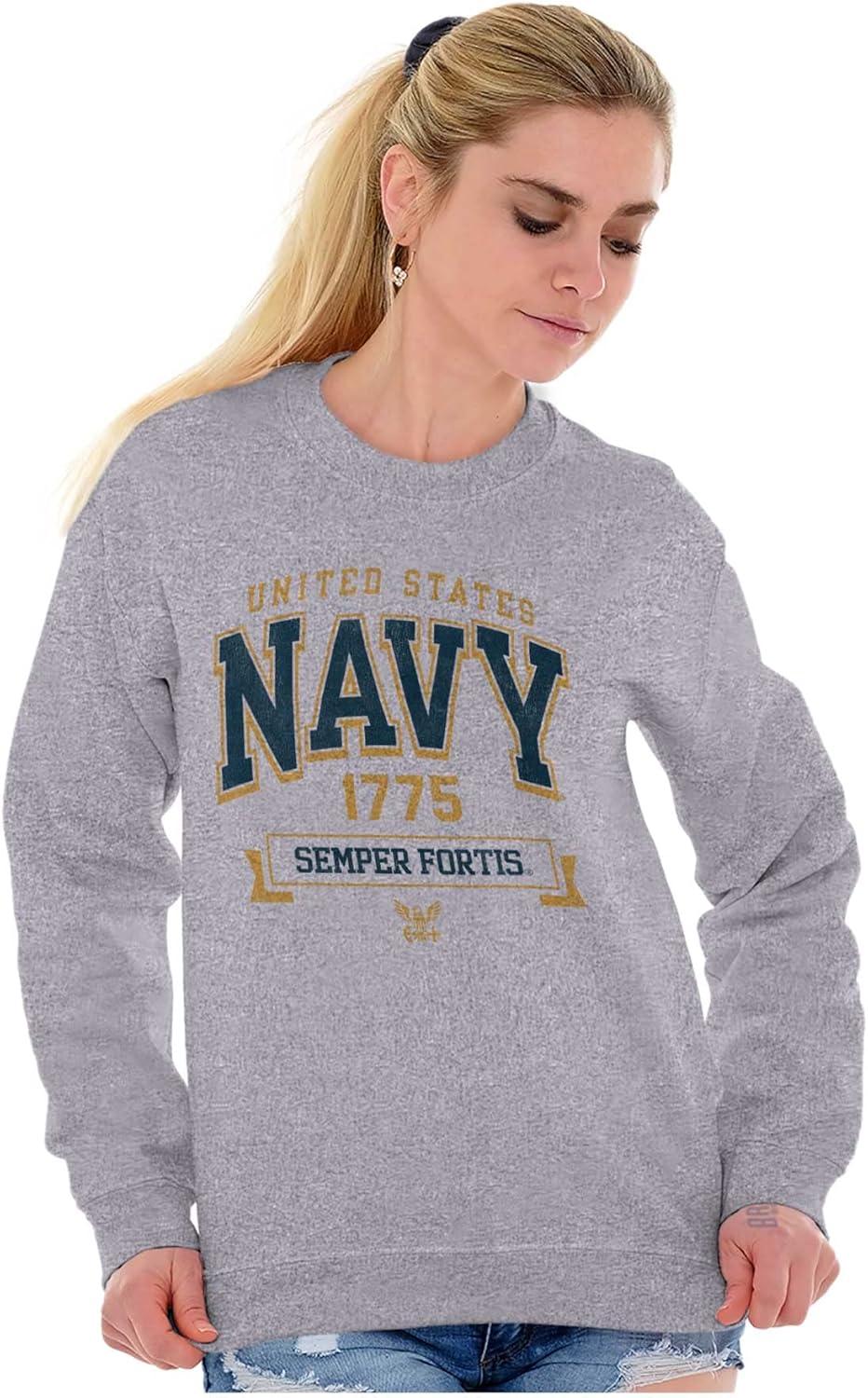 imageBrisco Brands United States Navy Semper Fortis 1775 Sweatshirt for Men or WomenSport Grey