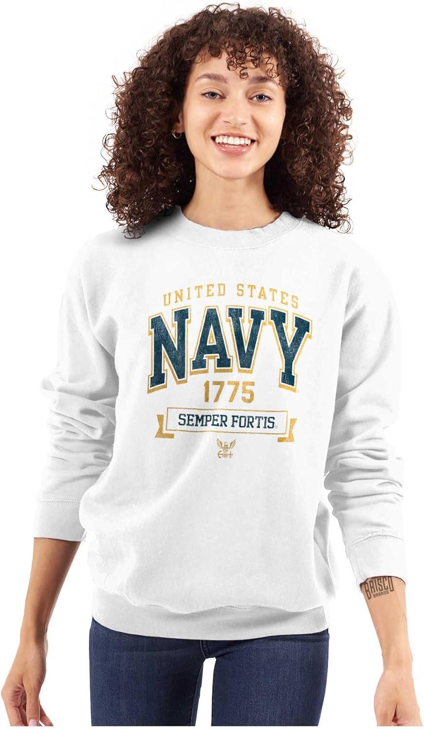 imageBrisco Brands United States Navy Semper Fortis 1775 Sweatshirt for Men or WomenWhite