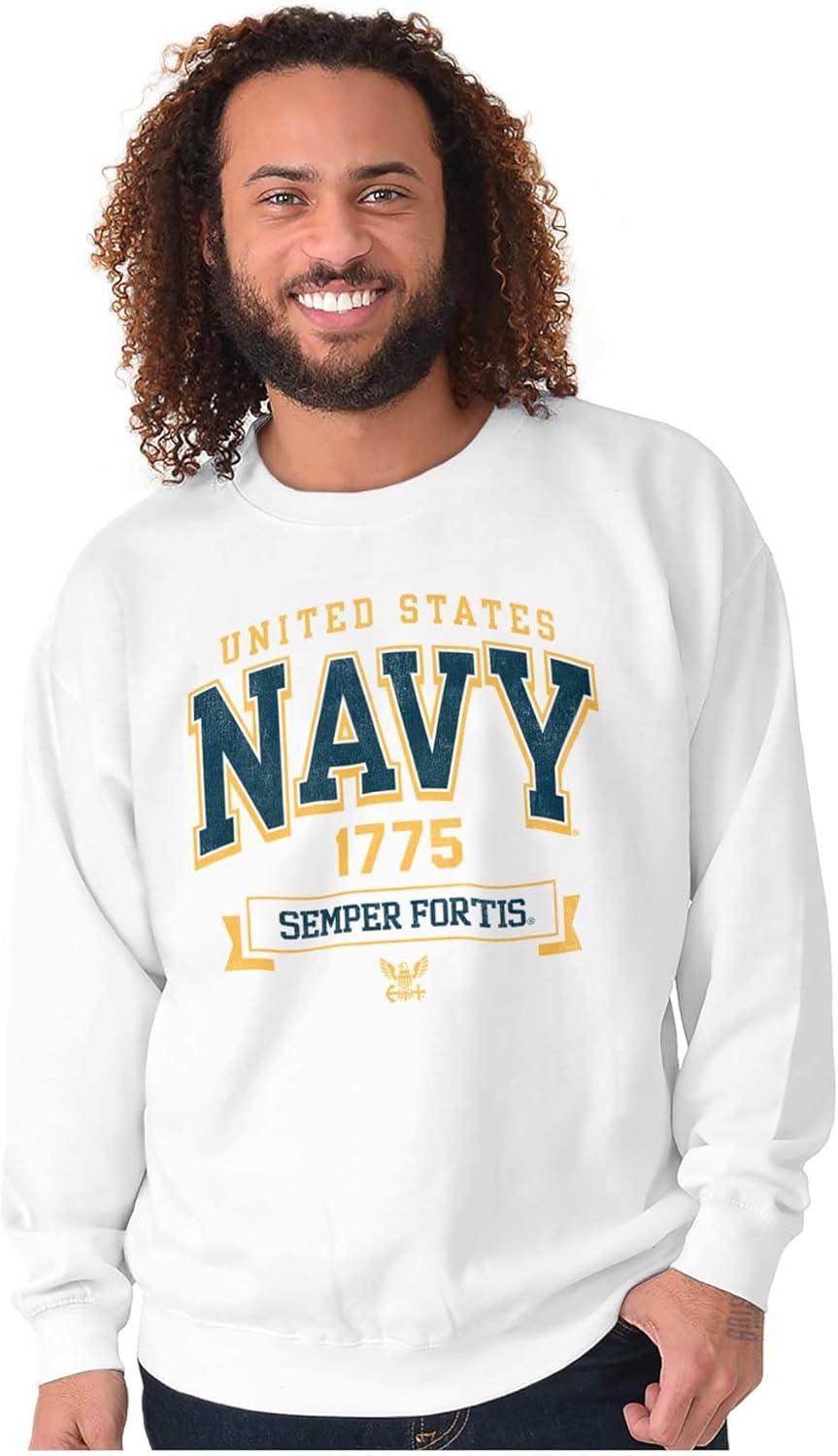 imageBrisco Brands United States Navy Semper Fortis 1775 Sweatshirt for Men or WomenWhite