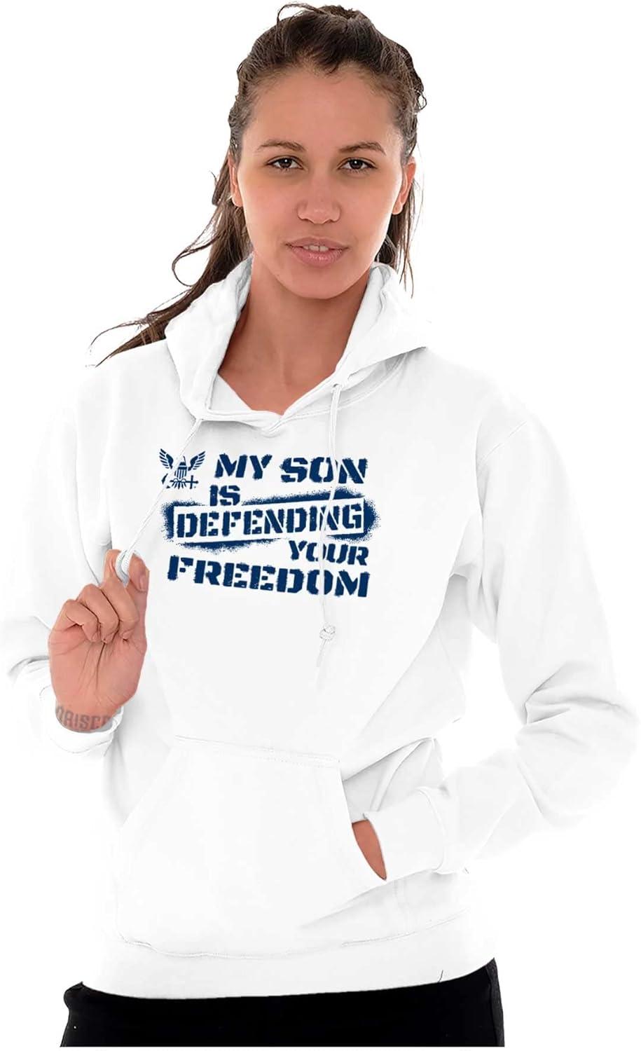 imageBrisco Brands United States Navy Son Defending Freedom Hoodie Sweatshirt Women MenWhite