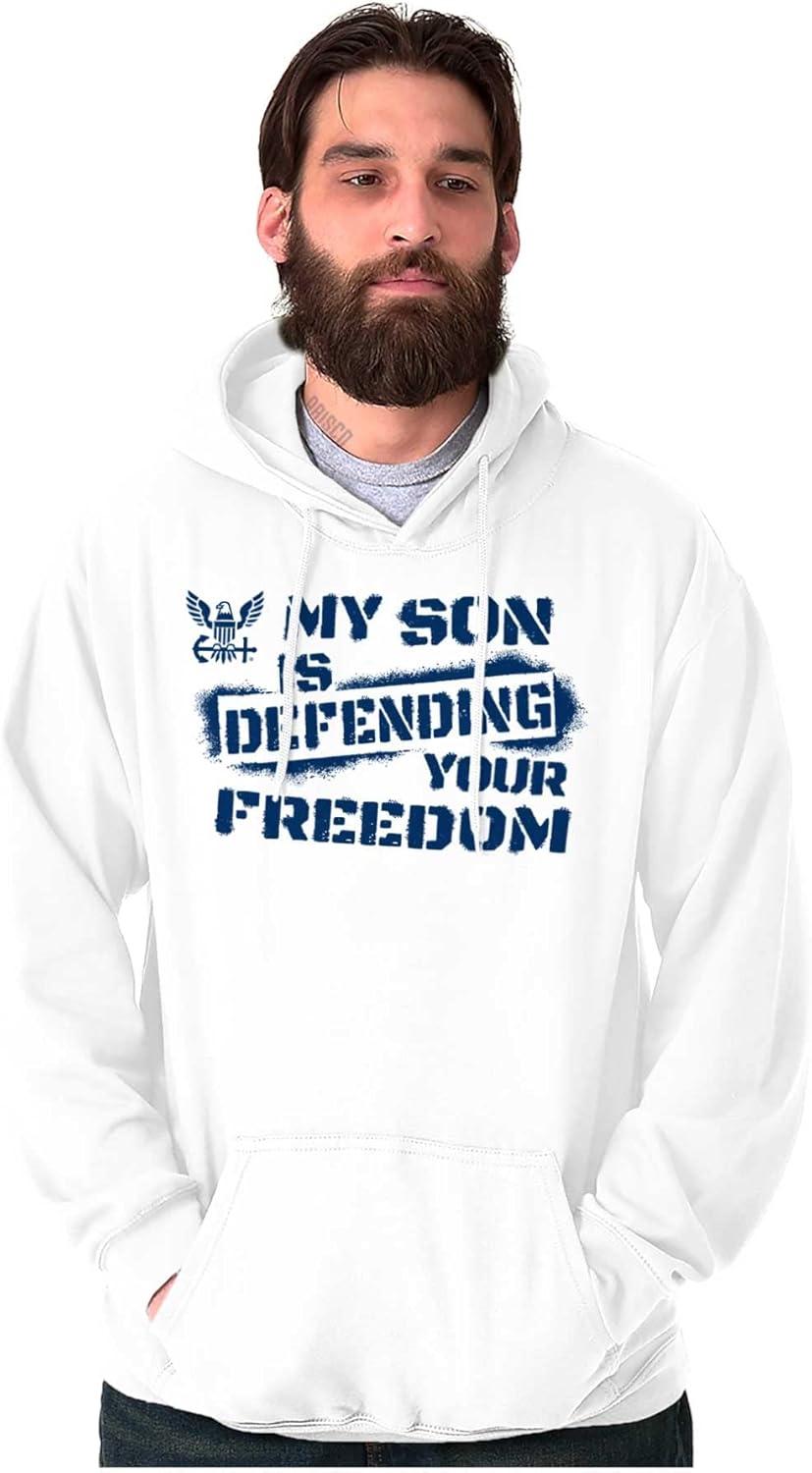 imageBrisco Brands United States Navy Son Defending Freedom Hoodie Sweatshirt Women MenWhite