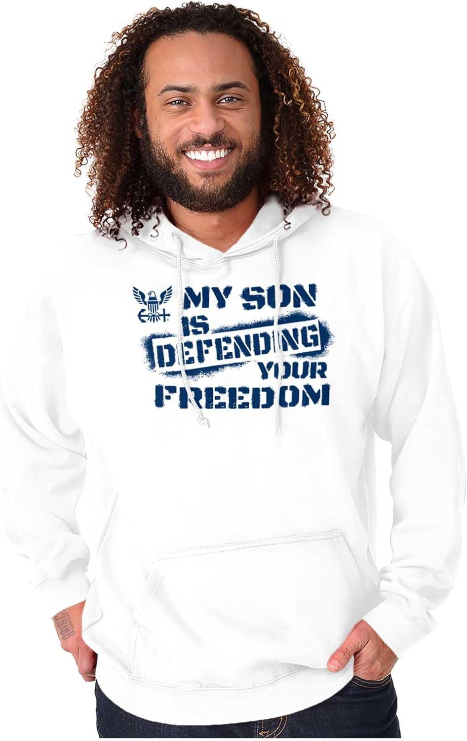 imageBrisco Brands United States Navy Son Defending Freedom Hoodie Sweatshirt Women MenWhite