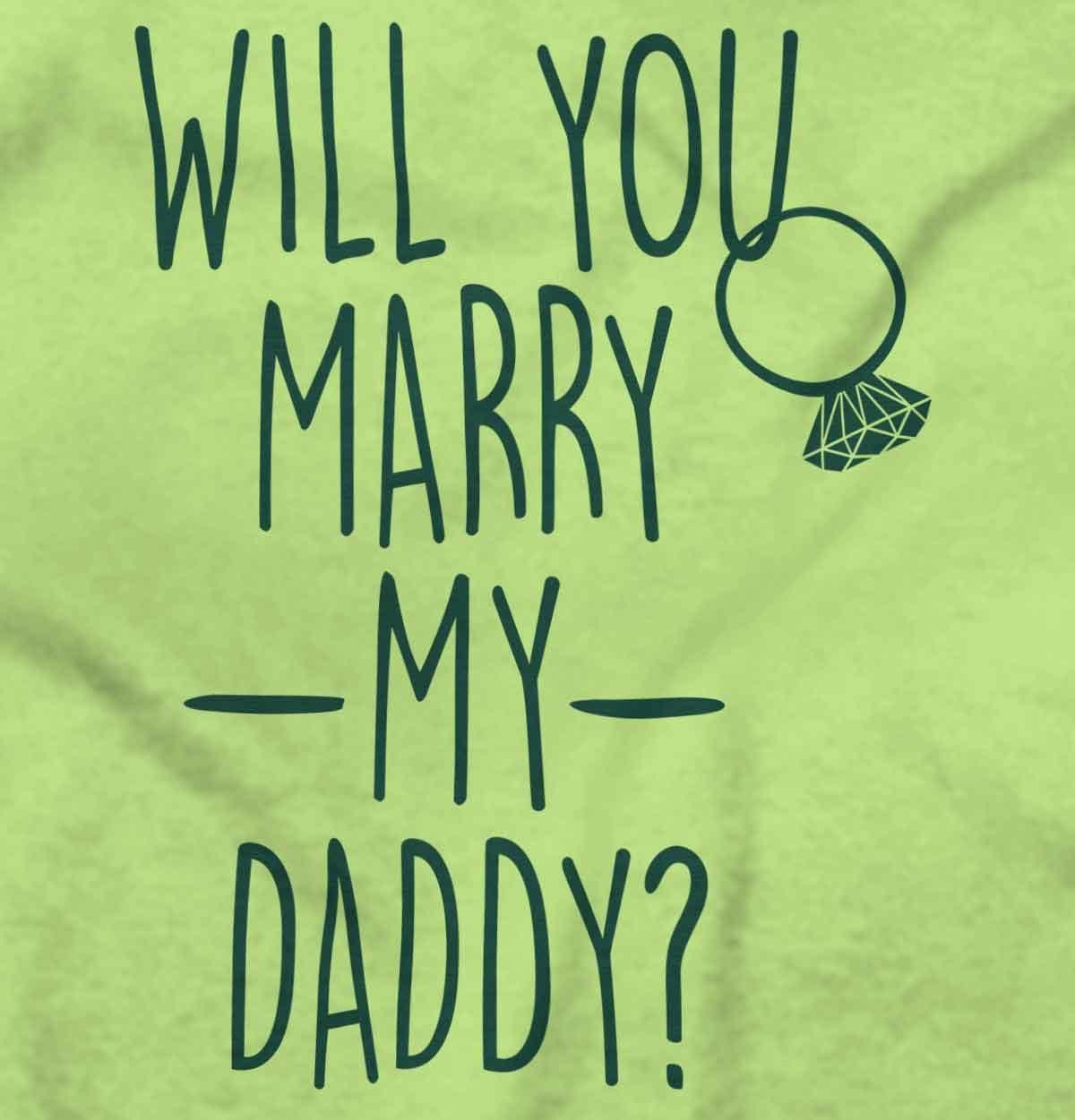imageBrisco Brands Will You Marry My Daddy Engagement Baby Romper Boys or GirlsKey Lime