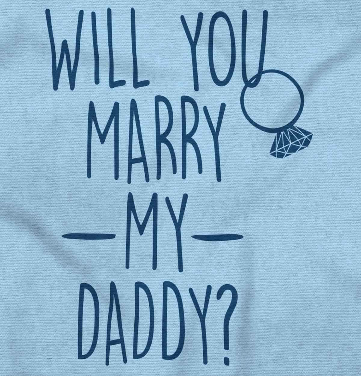 imageBrisco Brands Will You Marry My Daddy Engagement Baby Romper Boys or GirlsLight Blue