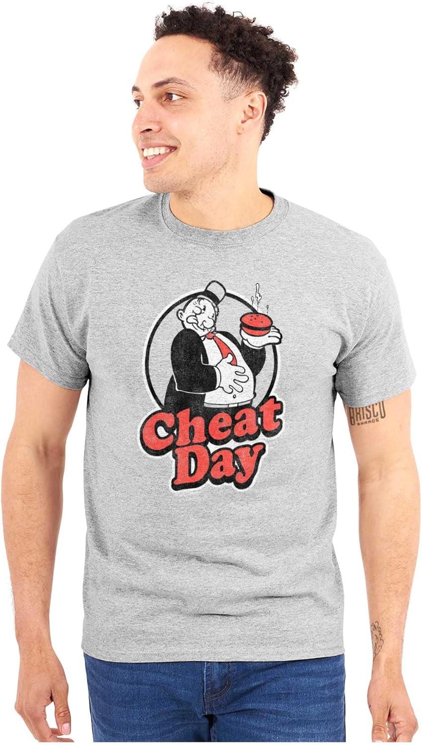 imageBrisco Brands Wimpy Cheat Day Popeye Sailor Man Graphic T Shirt Men or WomenSport Grey