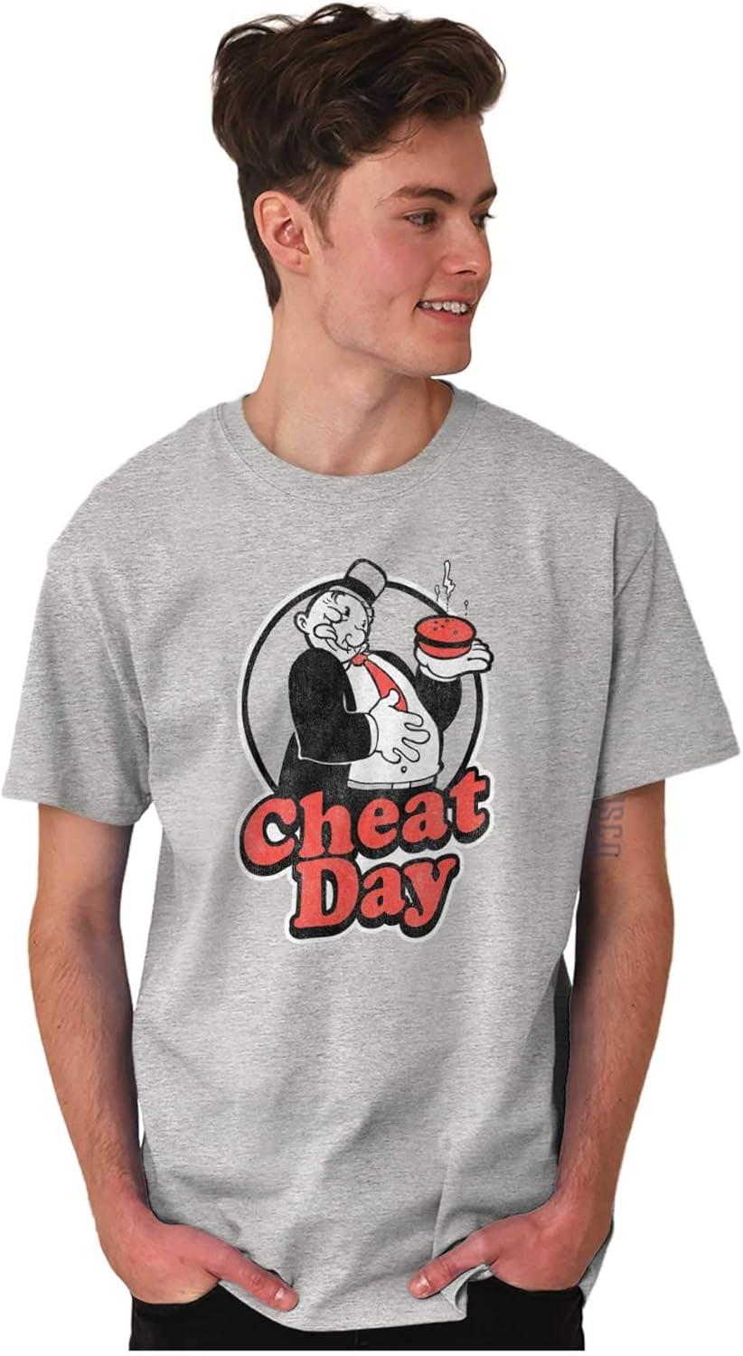 imageBrisco Brands Wimpy Cheat Day Popeye Sailor Man Graphic T Shirt Men or WomenSport Grey