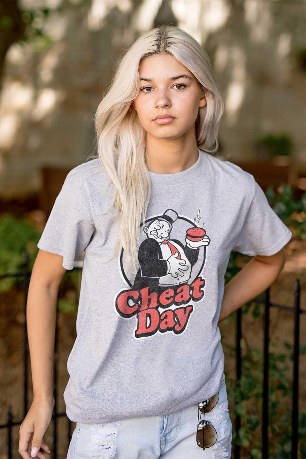 imageBrisco Brands Wimpy Cheat Day Popeye Sailor Man Graphic T Shirt Men or WomenSport Grey