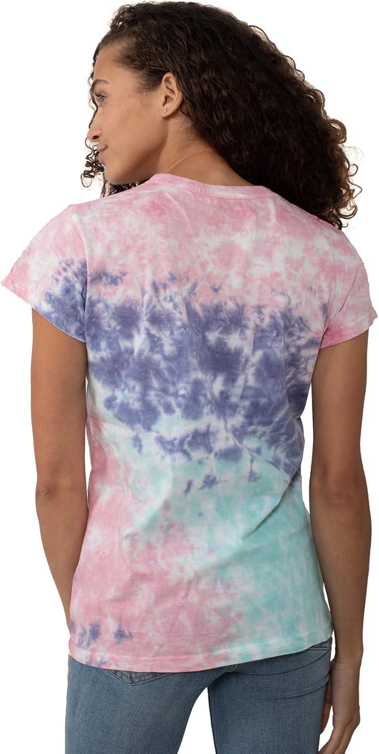 imageBrisco Brands Womens Fitted Tie Dye TShirt Juniors Colorful Cloud Short Sleeve Crewneck TeeSugar Rush