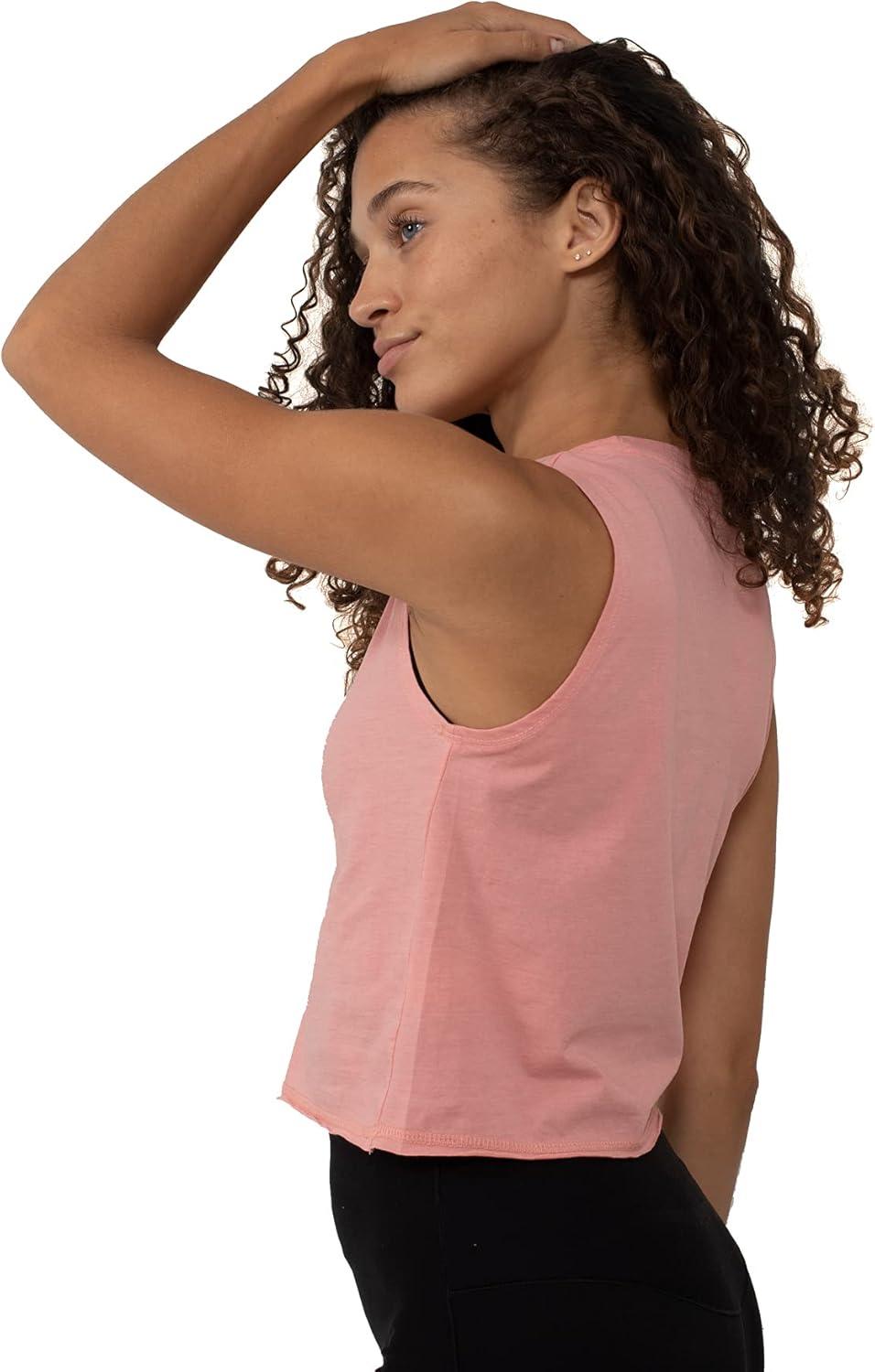 imageBrisco Brands Womens Sleeveless Cropped Muscle Tee Juniors Basic Crewneck Tank TopCoral