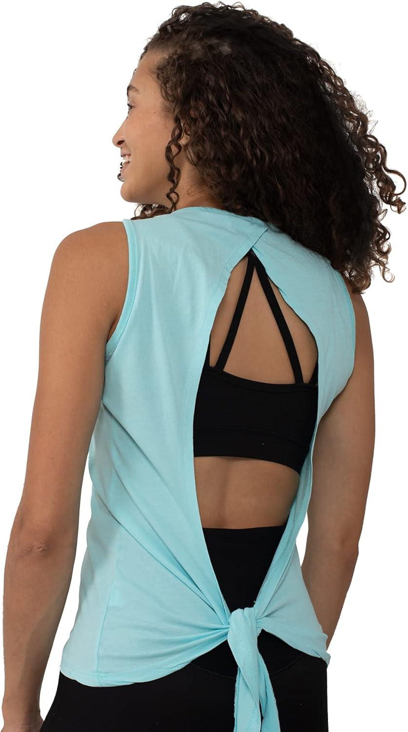 imageBrisco Brands Womens Tie Back Tank Top Juniors Backless Sleevless TShirtAqua