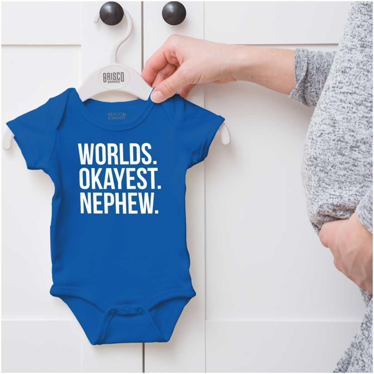 imageBrisco Brands Worlds Okayest Nephew Aunt Uncle Joke Baby Bodysuit Jumper BoysRoyal