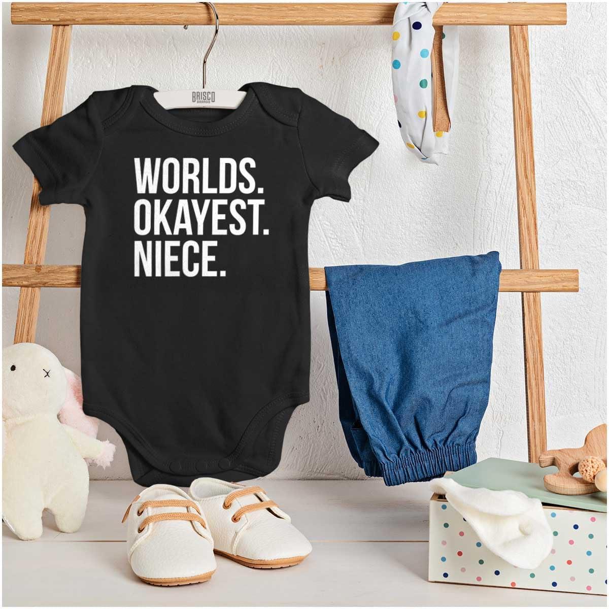 imageBrisco Brands Worlds Okayest Niece Family Love Baby Bodysuit Jumper GirlsBlack