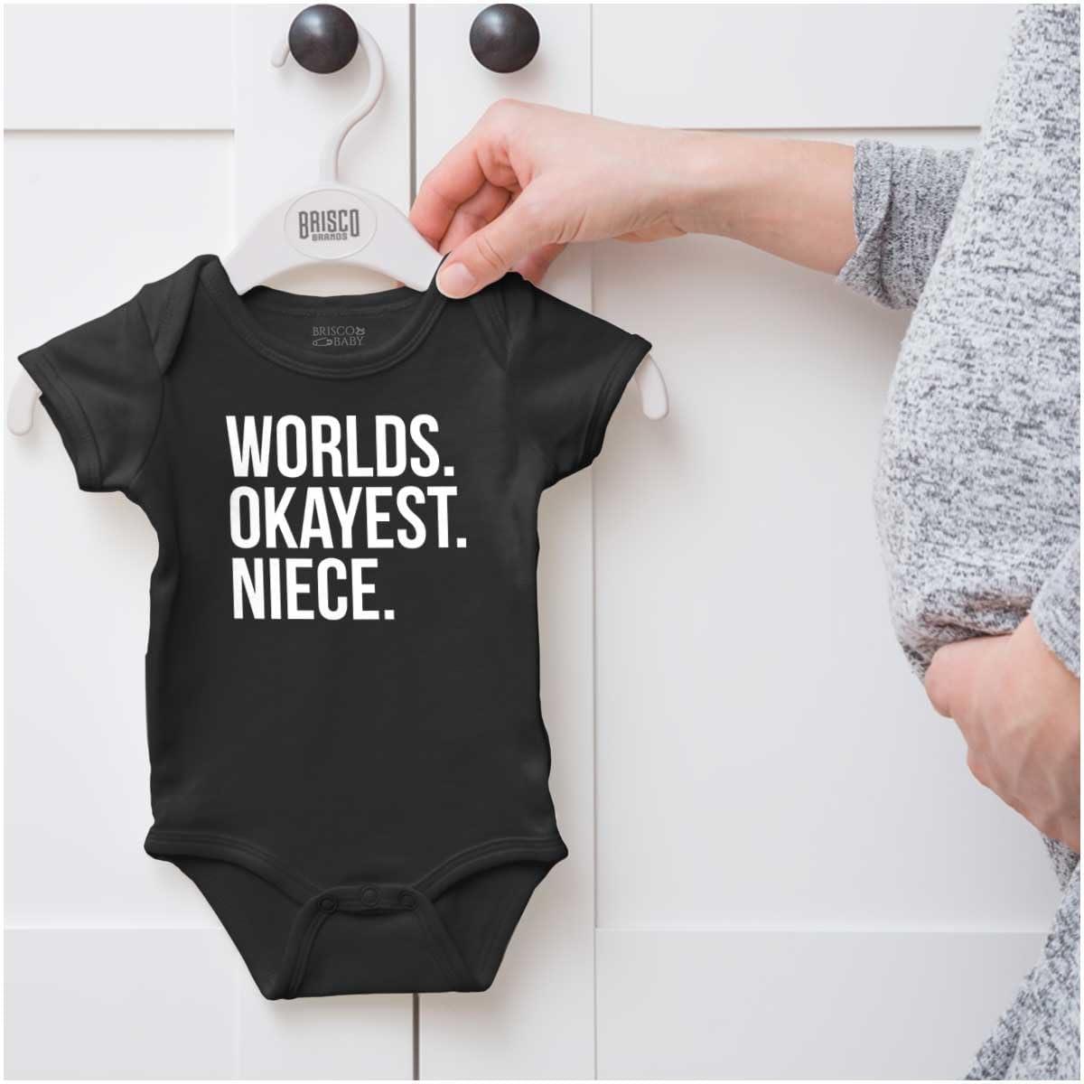 imageBrisco Brands Worlds Okayest Niece Family Love Baby Bodysuit Jumper GirlsBlack