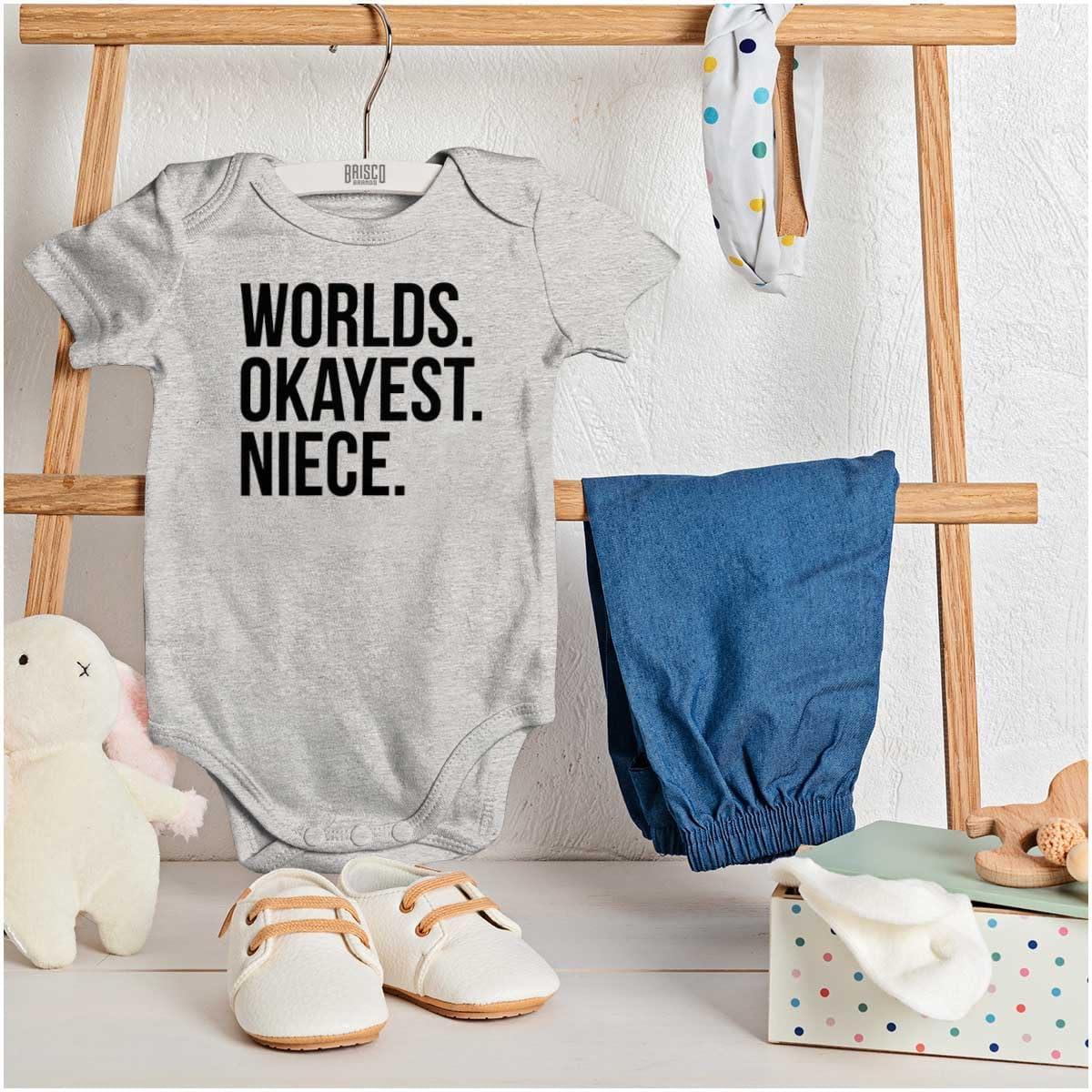 imageBrisco Brands Worlds Okayest Niece Family Love Baby Bodysuit Jumper GirlsHeather