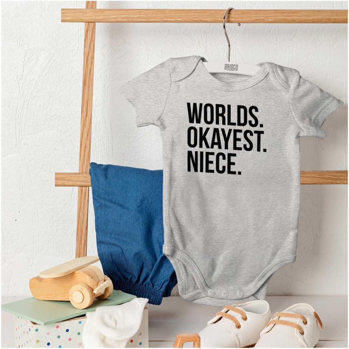 imageBrisco Brands Worlds Okayest Niece Family Love Baby Bodysuit Jumper GirlsHeather