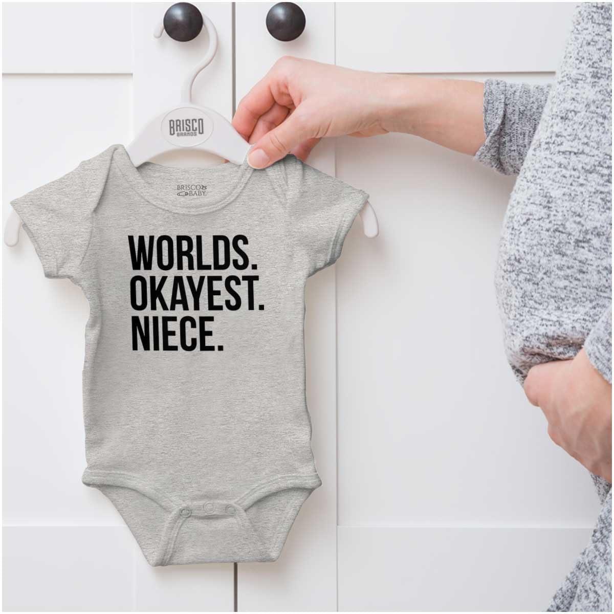 imageBrisco Brands Worlds Okayest Niece Family Love Baby Bodysuit Jumper GirlsHeather