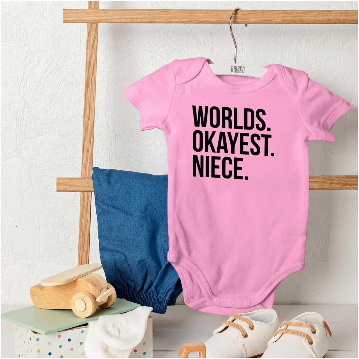 imageBrisco Brands Worlds Okayest Niece Family Love Baby Bodysuit Jumper GirlsPink