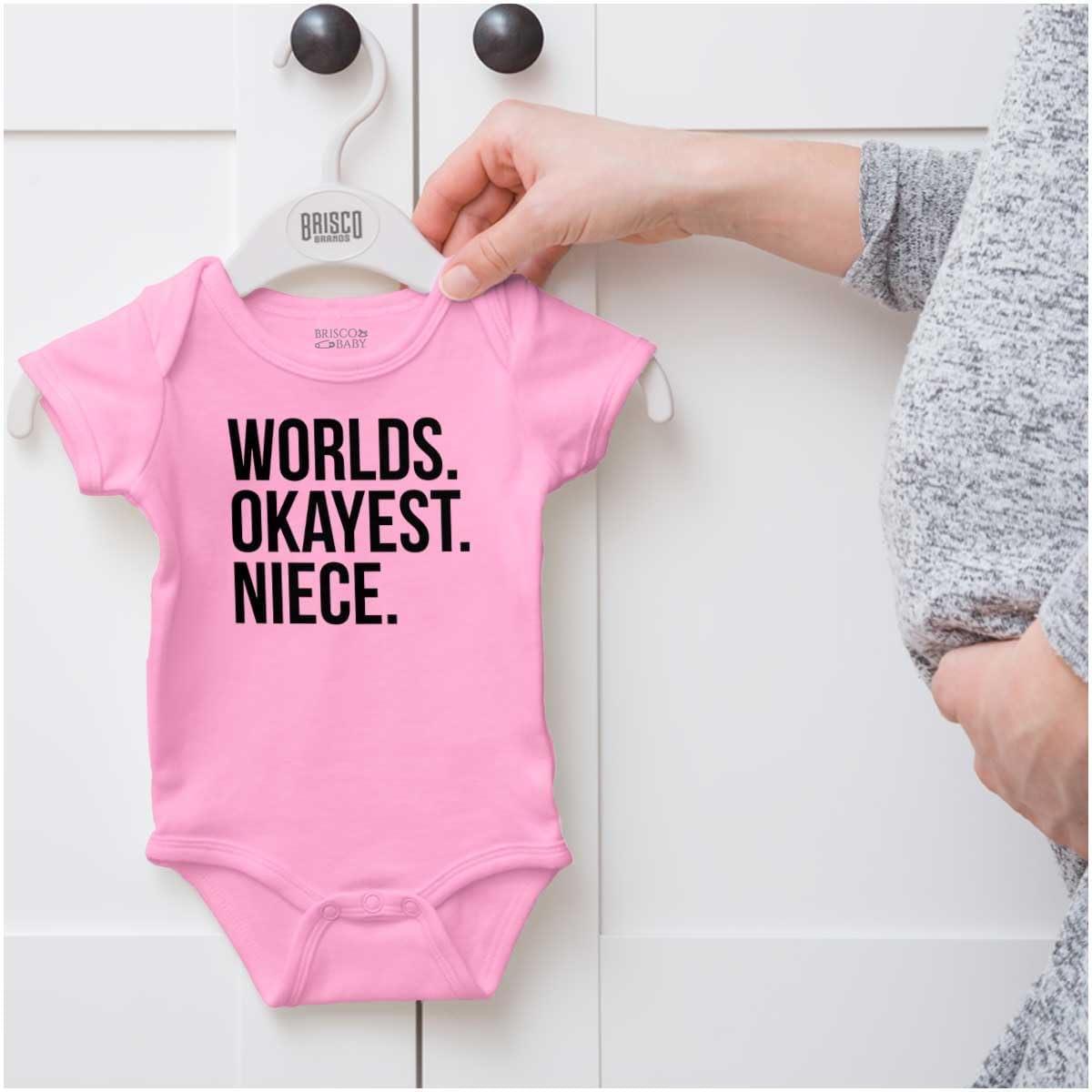 imageBrisco Brands Worlds Okayest Niece Family Love Baby Bodysuit Jumper GirlsPink