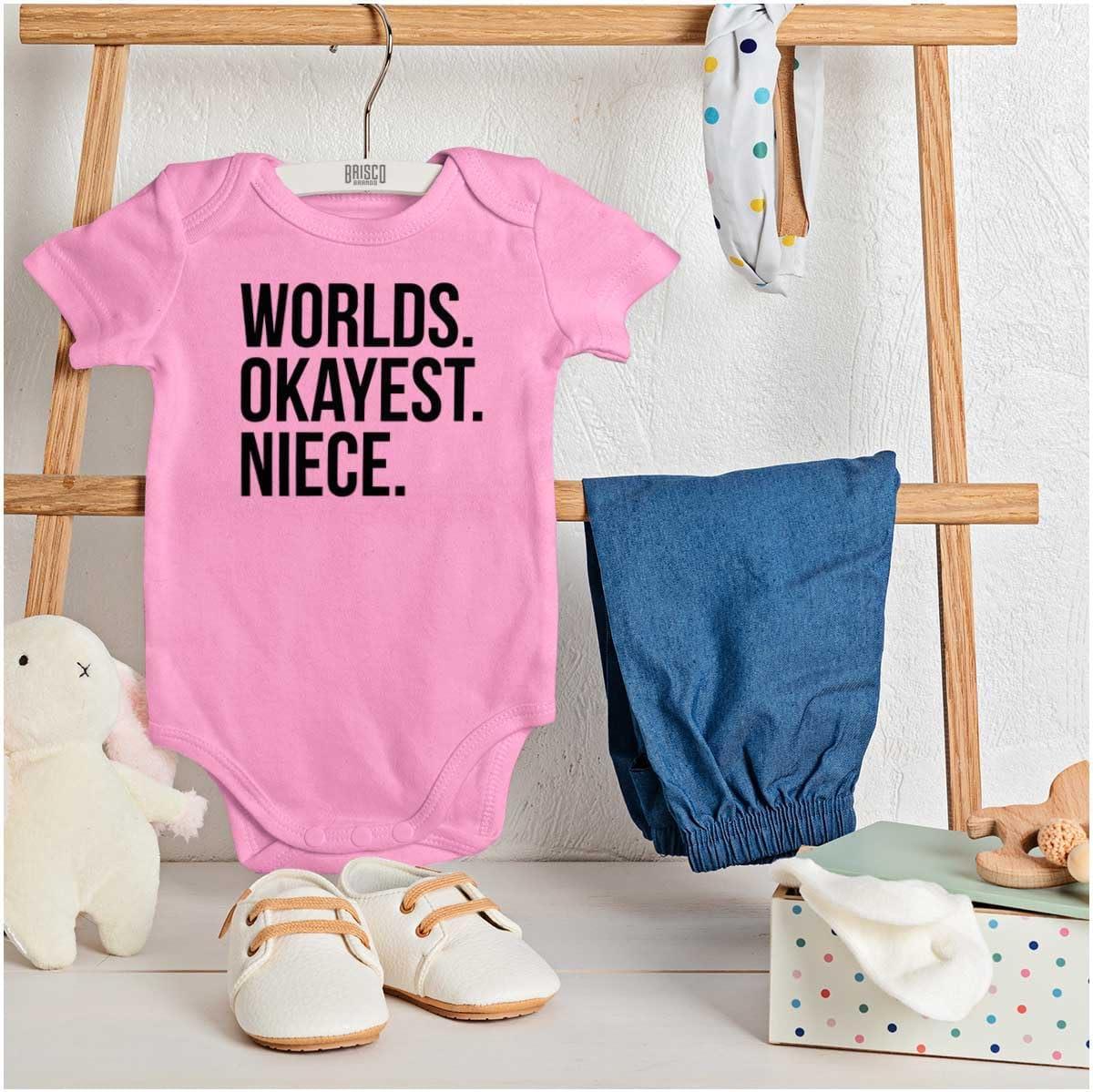imageBrisco Brands Worlds Okayest Niece Family Love Baby Bodysuit Jumper GirlsPink