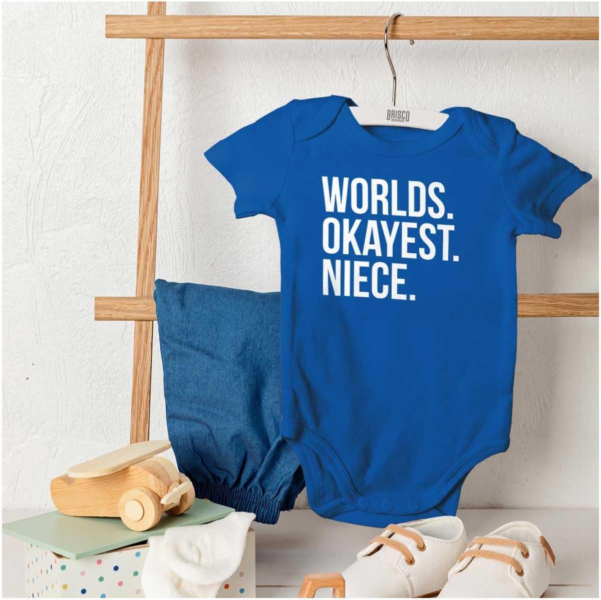 imageBrisco Brands Worlds Okayest Niece Family Love Baby Bodysuit Jumper GirlsRoyal