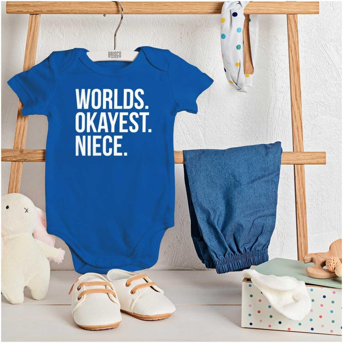 imageBrisco Brands Worlds Okayest Niece Family Love Baby Bodysuit Jumper GirlsRoyal