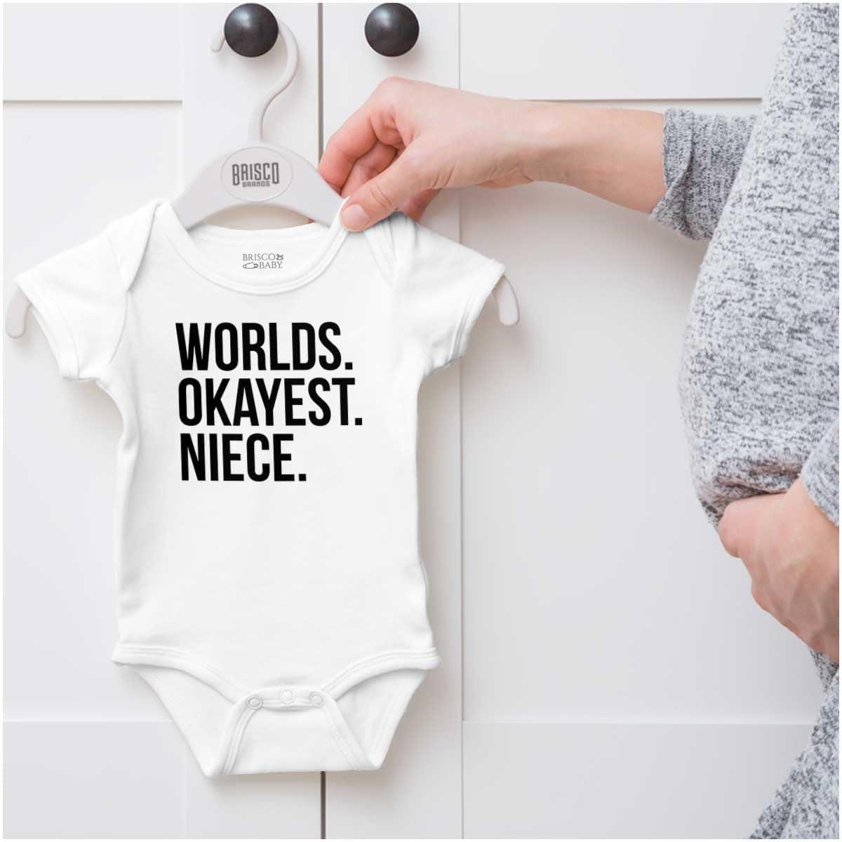 imageBrisco Brands Worlds Okayest Niece Family Love Baby Bodysuit Jumper GirlsWhite