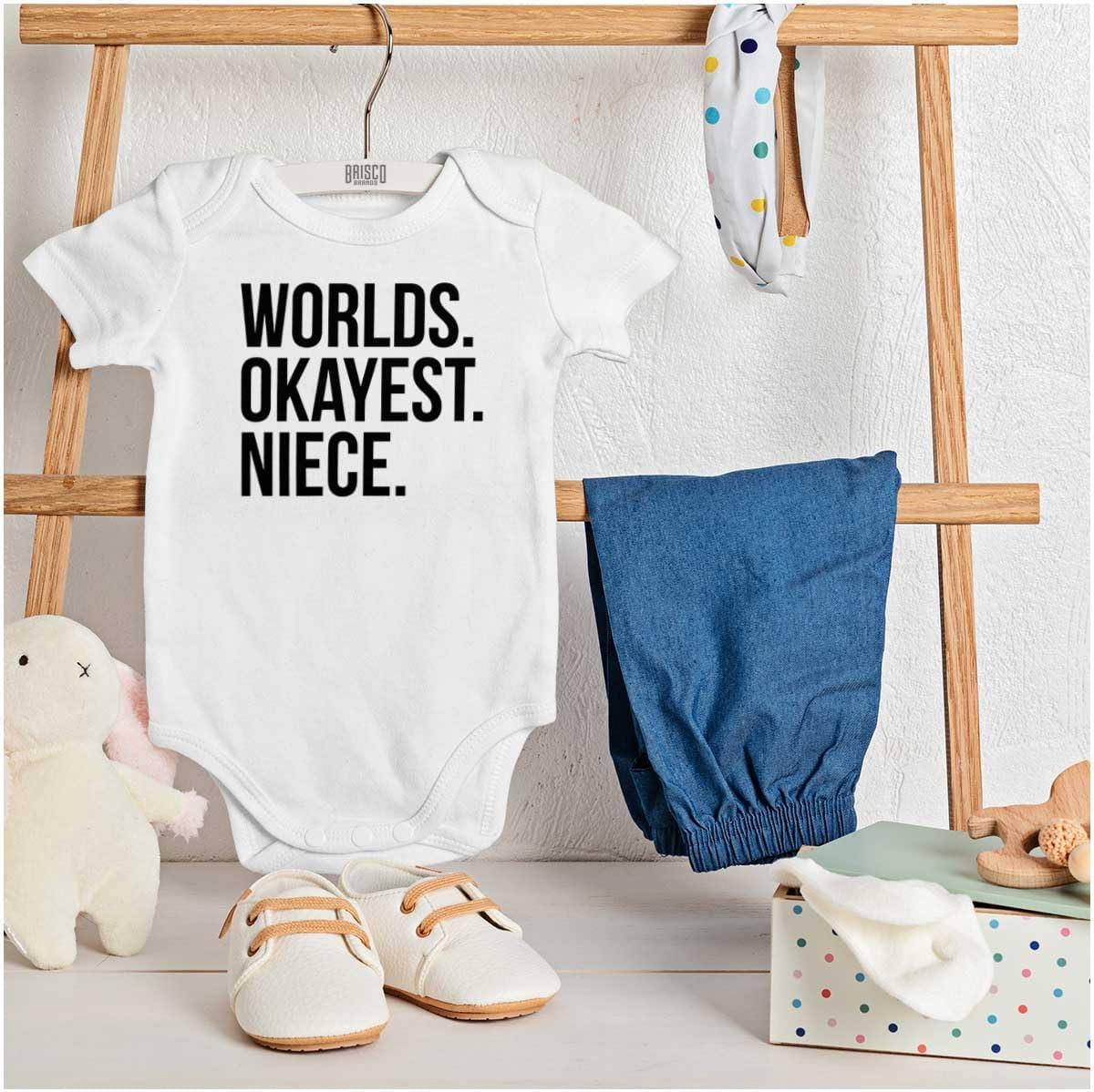 imageBrisco Brands Worlds Okayest Niece Family Love Baby Bodysuit Jumper GirlsWhite