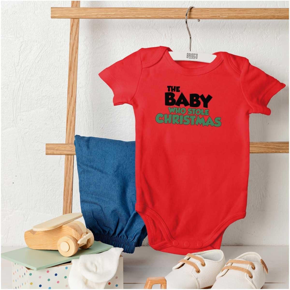 imageBrisco Brands Xmas Babies Who Stole Christmas Baby Romper Boys or GirlsRed