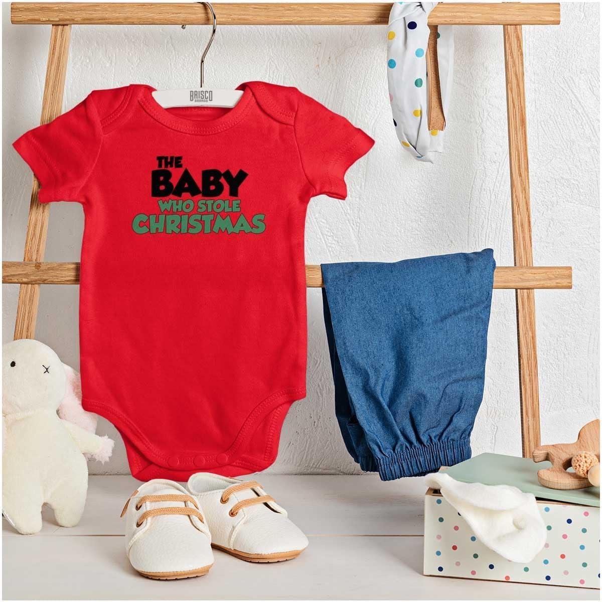 imageBrisco Brands Xmas Babies Who Stole Christmas Baby Romper Boys or GirlsRed