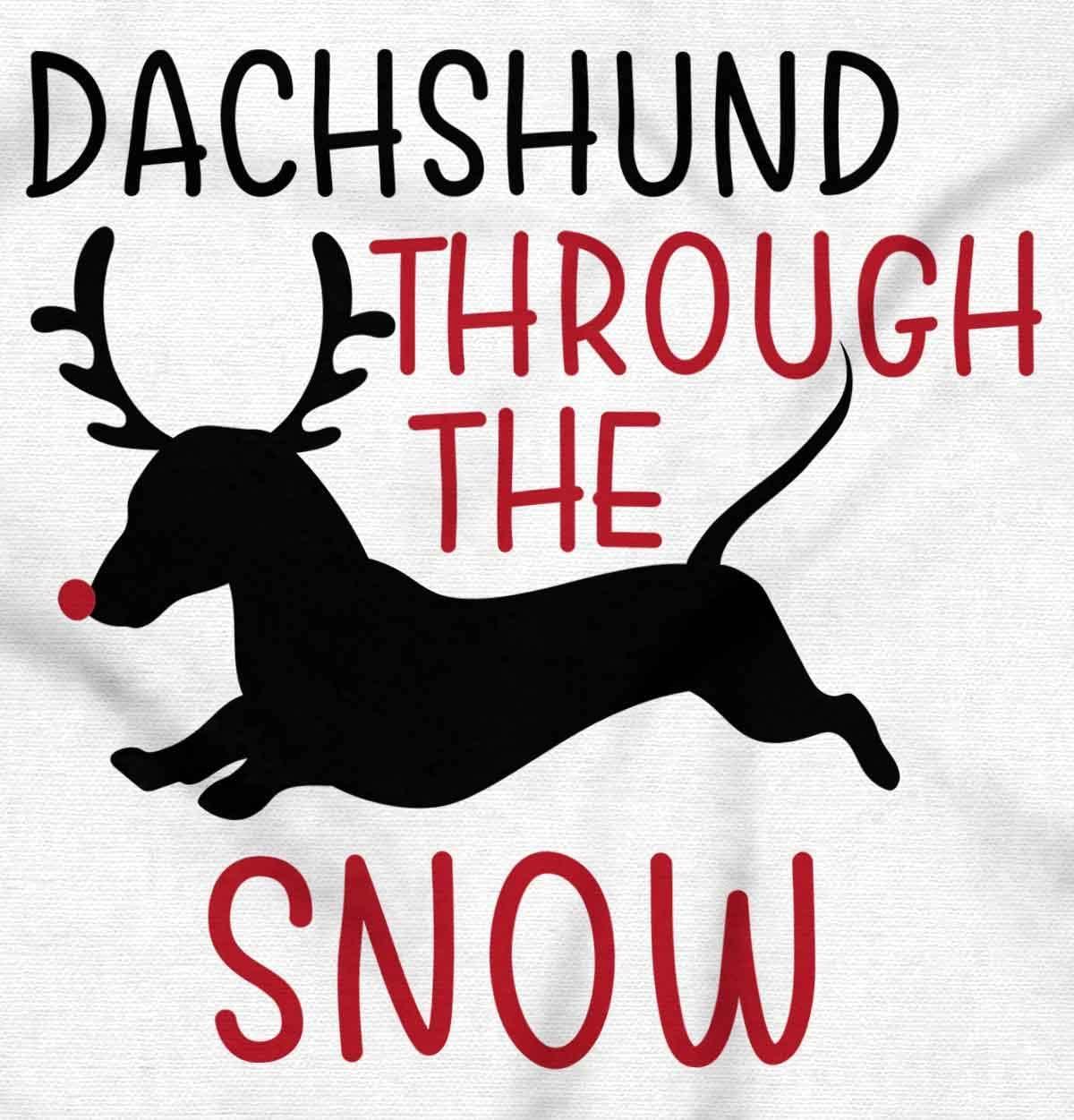 imageBrisco Brands Xmas Dachshund Through The Snow Baby Romper Boys or GirlsWhite