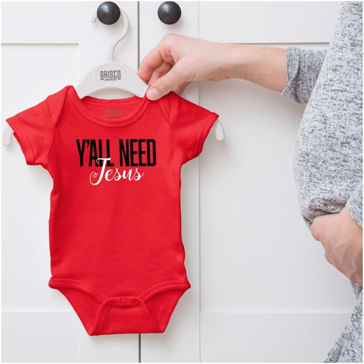 imageBrisco Brands Yall Need Jesus Christ Religious God Baby Bodysuit Jumper GirlsRed