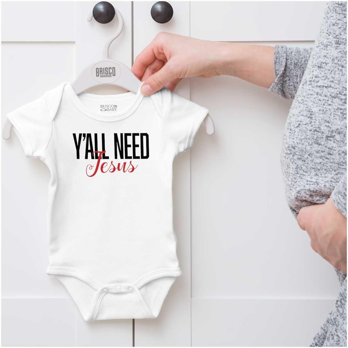 imageBrisco Brands Yall Need Jesus Christ Religious God Baby Bodysuit Jumper GirlsWhite