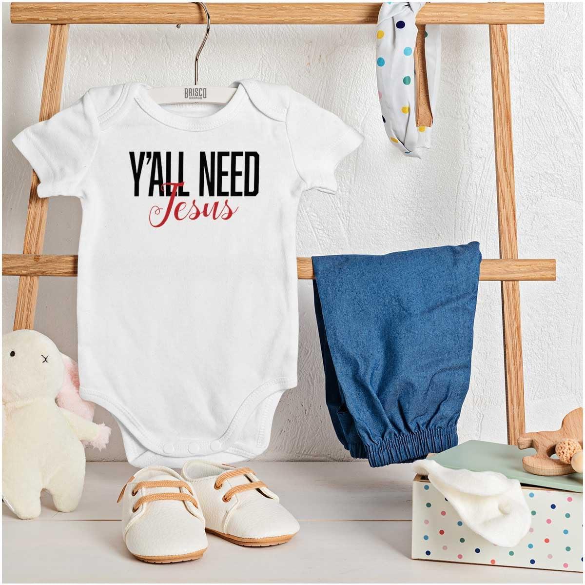 imageBrisco Brands Yall Need Jesus Christ Religious God Baby Bodysuit Jumper GirlsWhite