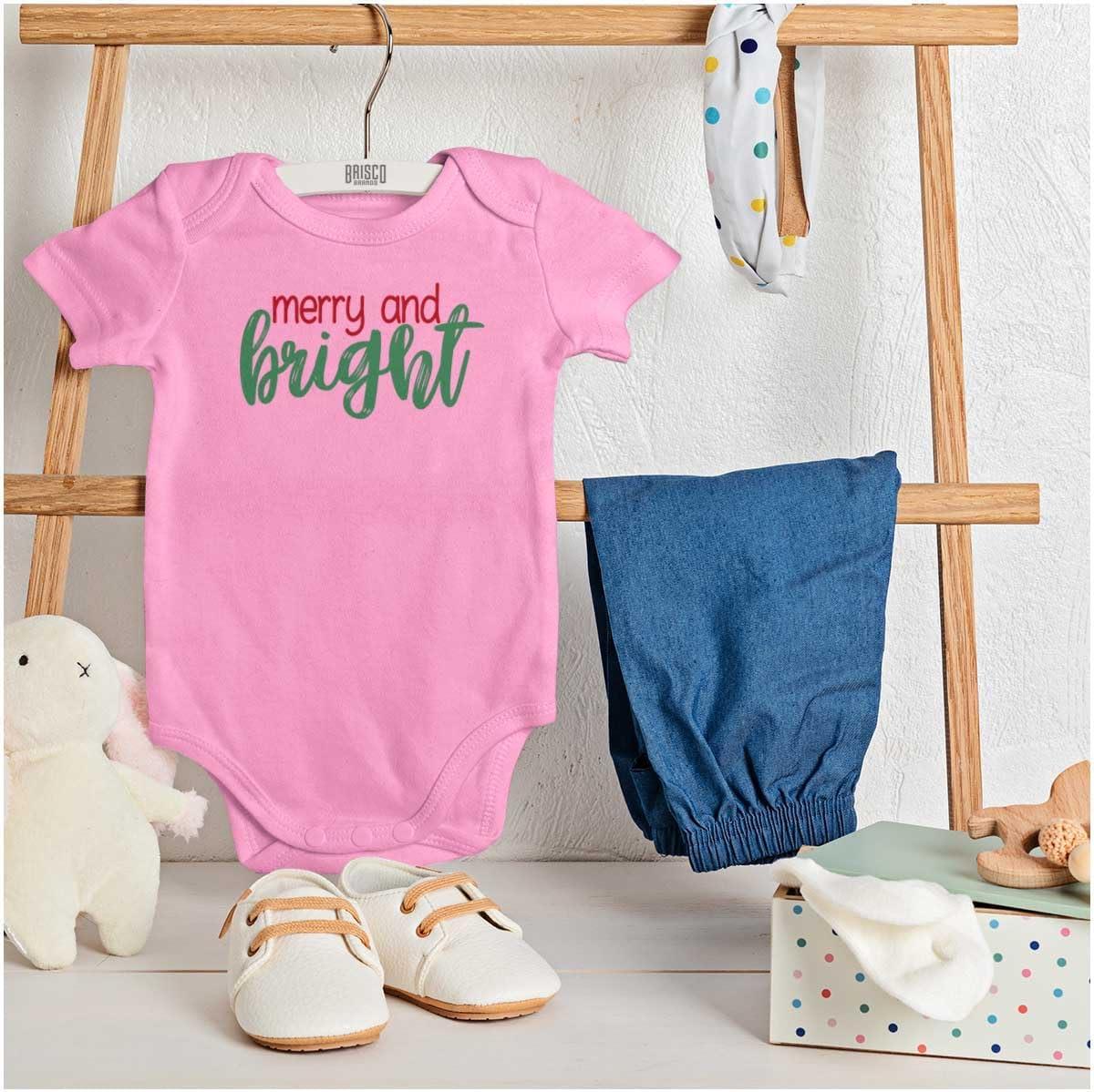 imageChristmas Merry and Bright Baby Bodysuit Jumper GirlsPink