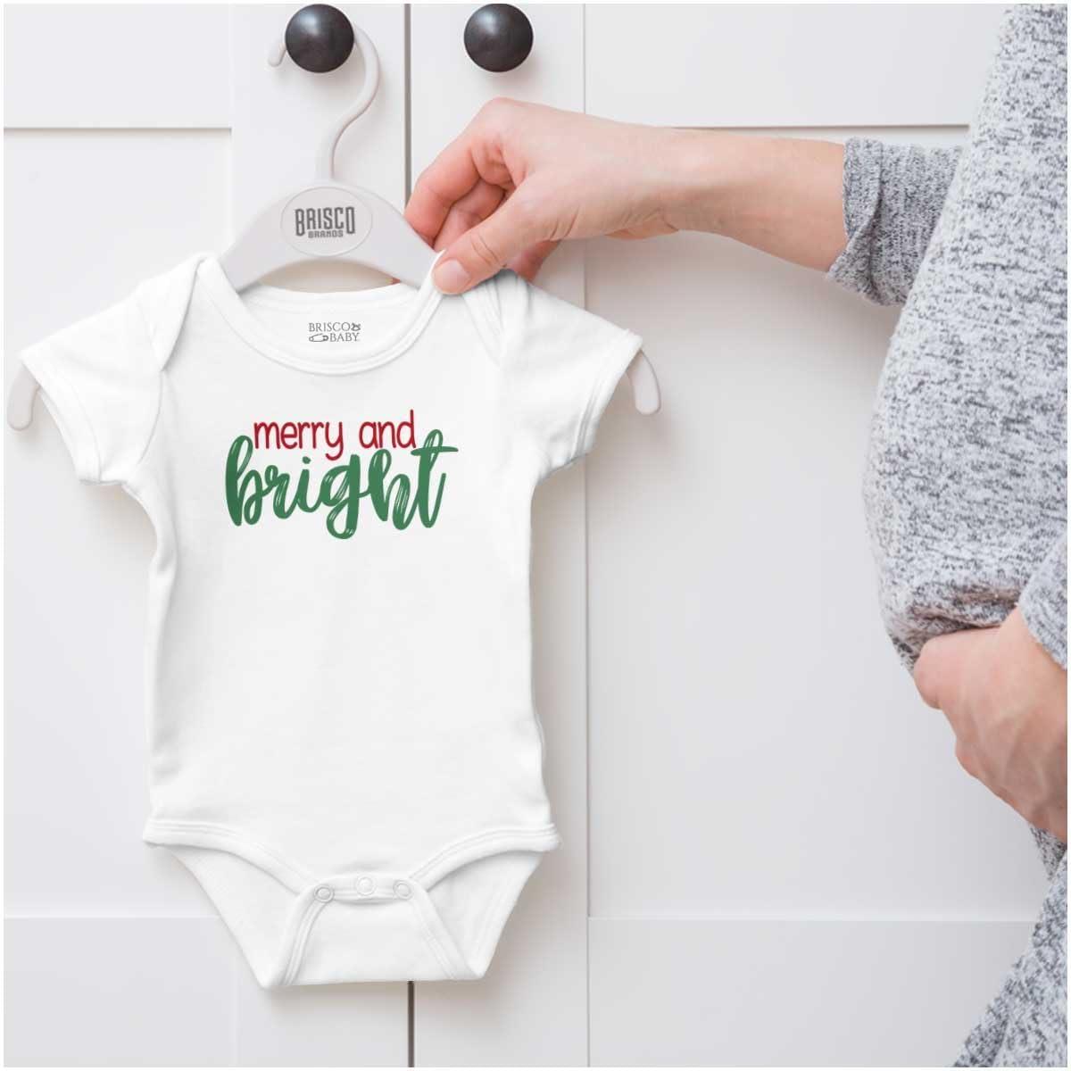 imageChristmas Merry and Bright Baby Bodysuit Jumper GirlsWhite